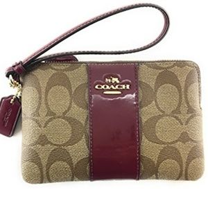 NWOT Authentic Coach Wristlet Burgundy and Brown